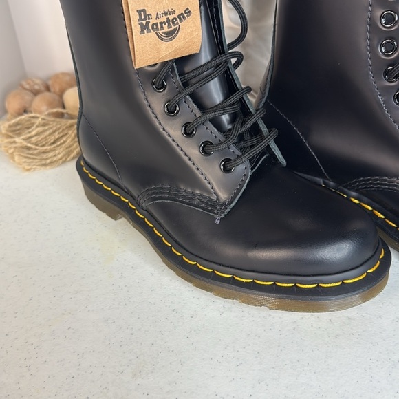 DR MARTENS BLACK 1914 SMOOTH LEATHER HIGH LACE UP BOOTS SIZE 7 NWOB - Picture 4 of 12